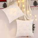 LUOYEHK Christmas Pillow Covers 18x18 Set of 2 Farmhouse Rustic White Xmas Tree Decorative Throw Pillows Winter Holiday Canvas Embroidery Cushion Covers for Couch Sofa Bed (Beige Christmas Grove)