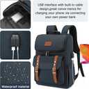 YALUNDISI Vintage Backpack Travel Laptop Backpack with usb Charging Port for Women & Men College Backpack Fits 15.6 Inch Laptop Blue Brown