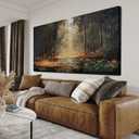Canvas Landscape Natural Wall Art Decor Yellow Forest Wall Art 20" x 40"