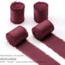 Pretty Jolly Burgundy Silk Satin Ribbon for Flower Bouquet 4 Rolls 1 1/2 Inch x 5Yd Handmade Frayed Fabric Ribbons for Gift Wrapping,Crafts,Baby Shower,Wedding Invitations,Hair Bows and Holiday Decor