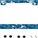 Ocean Waves License Plate Frame Funny Beach Sea Wave Stainless Steel License Plate Frames Auto Parts Decoration with Screws License Plate Holder for Men Women 12x6 Inch (one size)
