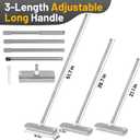 2 x Floor Scrub Brush with Long Handle: 3 in 1 Heavy-Duty Floor Scrubber Brush with Squeegee for Cleaning Tile Bathroom Deck Kitchen Patio - Gray
