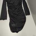 GORGLITTER Women's Off The Shoulder Mesh Mini Dress Long Sleeve Y2K Sexy Ruched Bodycon Birthday Club Party Dresses (Large, Black)