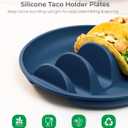 2 Pack Silicone Taco Holder Plates with Metal Reinforced Frame, Reusable Taco Holder Silicone Taco Plates for Hard and Soft Tacos, Taco Serving Plates for Party, Dishwasher-Safe Taco Holders Set of 2