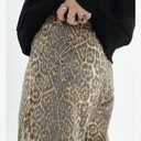 YELLOOP Leopard Print Jeans Y2k Jeans Leopard Jeans Grunge Y2k Pants Womens Baggy Jeans 2000s Leopard Pants (Brown, L)