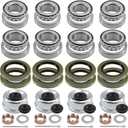 4 Sets 25580 14125A Trailer Bearings Kits,Spindle Nuts,Grease Seals,Cotter Pins,Washers for 5200-7000LB,2.72" Dust Caps and Rubber Plugs