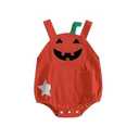 woshilaocai Baby Boy Girl Corduroy Romper Farm Animal Overalls with Pockets Cute Toddler Fall Outfit (Orange Pumpkin, 12-18 Months)
