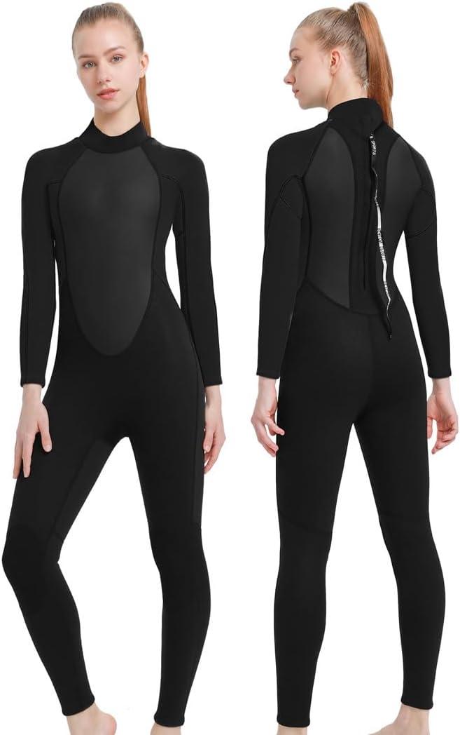 Full Mens Womens Wetsuit 3mm Neoprene Diving Scuba Swimming Thermal Wet Suits Front/Back Zipper Cold Water Warm Swimsuit, XS