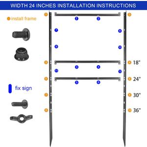 5 pack Metal Yard Sign H-Frame, 24"W x 18/24/30/36"H Adjustable Size Sign Stand, 50" Height, 18" x 24" Yard Sign with 6"H 1 Rider, Open House Signs for Real Estate, Assembly Required(1 Main, 1 Rider)