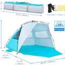 WolfWise 4-5 Person Easy Up Beach Tent UPF 50+ Portable Instant Sun Shelter Canopy Umbrella with Extended Zippered Porch, Blue,XL