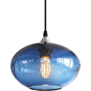 ARIAMOTION Pendant Lighting for Kitchen Island Blue Glass Modern Hanging Light Fixtures Seeded Bubble Over Sink 9.4 Inch Diam