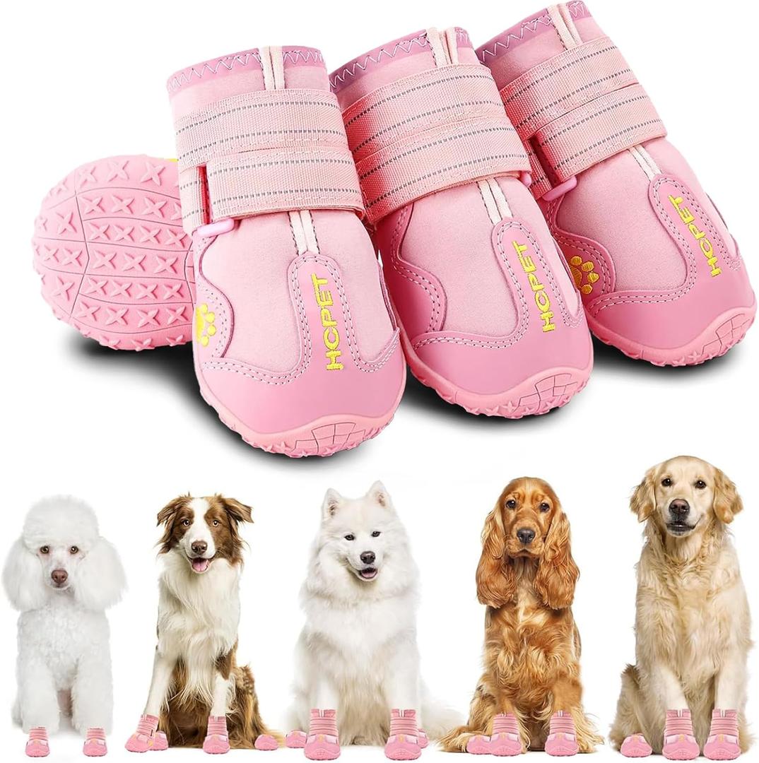 Hcpet Dog Shoes, Dog Boots for Small Dogs, Breathable Medium Dog Booties Paw Protector for Summer Hot Pavement, Winter Snowy Day, Outdoor Walking, Indoor Hardfloors Anti Slip Sole Pink Size 1 (#1 (width 1.57 inch) for 10-23 lbs)