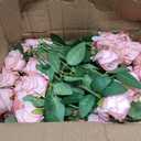 Ovveroche 150 Pcs Artificial Roses Long Stem Silk Flowers Light Pink | Fake Rose Petals Realistic Look Bridal Bouquet Centerpieces Home Party Table Decor Romantic Gift