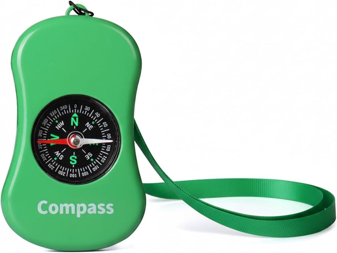 Kids Explorer Kit Compass Toy | Essential Outdoor Adventure Gear (Compass & Whistle Included) | Develops Sense of Direction, Gift for Boys & Girls (Green)