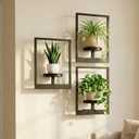 Picture Frame Wall Planters Set of 3, Modern Metal Hanging Shelves for Plants, Rustproof Wall Mount Flower Pot Holder for Indoor Outdoor, Decorative Plant Stand for Living Room Patio, Black
