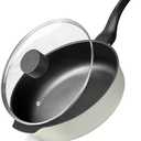 CAROTE 12 Inch Frying Pan with Lid Non Stick Frying Pans Large Saute Pan Non-Toxic Skillets Compatible with All Stovetops