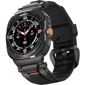 ULTIMAL Watch Band for Samsung Galaxy Watch Ultra 47mm (2025/2024) Compatible with Samsung Watch Strap Bands for Men Sport Bands for Watch Rugged Premium TPU & Metal (Black+Black)