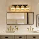 Modern Crystal Bathroom Vanity Light 4-Lights Modern Black Gold Crystal Bathroom Wall Light Over Mirror Vanity Light Fixtures