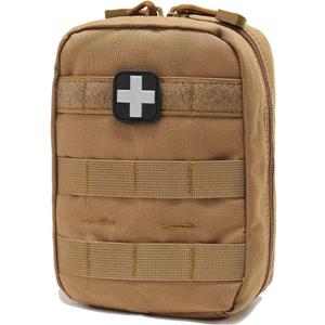 Carlebben EMT Pouch MOLLE Ifak Pouch Tactical MOLLE Medical First Aid Kit Utility Pouch (With Medical Supplies Tan)