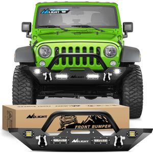 Nilight Front Bumper Compatible for 2007 2008 2009 2010 2011 2012 2013 2014 2015 2016 2017 2018 Jeep Wrangler JK/JKU Rock Crawler Winch Plate