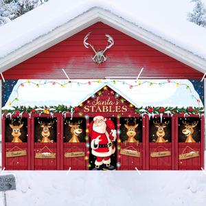 16 x 7ft Christmas Garage Door Banner Decoration Magnetic Garage Door Covers Large Christmas Backdrop Decorations for Indoor Outdoor Xmas Party(Santa Claus)