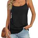 Micticsi Womens Spaghetti Strap Tank Top Adjustable Scoop Neck Camisole Tops Loose Fit Casual Shirts Summer Black L