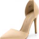 DREAM PAIRS Women's Oppointed-Lacey Pointed Toe Ankle Strap High Heel Stiletto Pumps Wedding Dress Shoes (5, Nude/Nubuck)