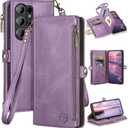 XcaseBar compatible with Samsung Galaxy S26 Ultra Wallet case with Zipper Credit Card HolderRFID Blocking,Flip Folio Book PU Phone case Shockproof Cover Women Men for S26 Ultra case Lilac Purple