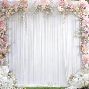 8 x 10ft White Backdrop Curtains Party Wedding Back Drops White Photo Curtains Soft Fabric Backdrop Wrinkle-Free Polyester Cortinas Blancas for Bridal Baby Shower Baptism Birthday Decor, 2 Panels