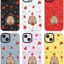 ChiCsFleur for iPhone 13 / iPhone 14 Case, TPU Phone case with Camera Protection for Women Girls Teens - Capybara Orange Fruit Sparkle Artsy Fun Kawaii Animal Y2K Aesthetic Unique