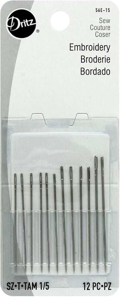 Dritz 56E-15 Embroidery Hand Needles, Size 1/5 (12-Count) 6 Pack