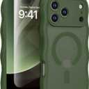 Dasku for iPhone 17 Pro Max Case for Women Girls, Compatible with[Military-Grade Full Camera Protection] Magnetic Wave Translucent Matte Shockproof Phone Case for 17 Pro Max Cover (Dark Green)