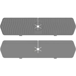 Super-Long Silicone Sink Tray, Faucet Liquid Collection pad, Table top Protection pad for Kitchen and Bathroom. (Grey) (Medium Gray)