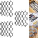 Poeland Drawer Divider Organizer 8pcs DIY Plastic Grid Honeycomb Drawer Divider Grey 24pcs (Gray(3pack))