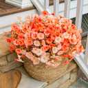 Fake Mums Fall Artificial Flowers Plants for Outdoors Autumn Decoration, 12 Bundles Silk Morning Glory with Eucalyptus Realistic UV Resistant Faux Mums for Outside Planter Yard Garden Home Indoor, Mix (2 Mixed Color(6 Orange, 6 Light Orange))