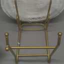 Ceramic Fruit Bowl for Kitchen Counter - 3 Tier Fruit Basket with Metal Stand, Tiered Fruit Stand for Countertop, Snack, Nuts, Cake, Dessert, Cute (Gold, Small) 1