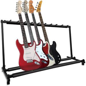 GeeWin Multi Guitar Stand, 9 Guitar Stand Rack, Folding Guitar Stand, Guitar Rack for Multiple Guitars for Acoustic, Electric Guitar, Bass, Guitar Holder Stand, Multiple Guitars Display (9 Holder)