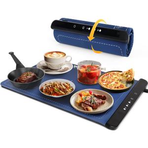 2025 New Food Warming Mat, Silicone Electric Warming Tray, Food Warmers for Parties Buffet - Full Surface Heating, 3 Temperature Settings, Foldable, Food Heating Mat for Gatherings, Family, Everyday
