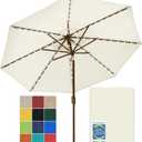 EliteShade USA 10-Year-Non-Fading 9ft Market Patio Umbrella, Commercial Grade Table Sun Umbrella with 80 Solar LED Lights, Crank Open, Windproof & UPF 50+ UV Protection for Garden, Deck, Pool, Backyard, Natural