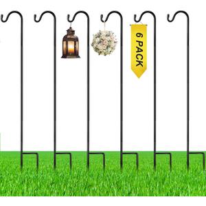6 Pcs 60 Inch Shepherds Hook for Outdoor Adjustable Bird Feeder Pole Metal Steel Shepard Hooks for Hummingbird Stand Feeder Pole for Garden Plant, Lantern, Hanging Wedding Decor