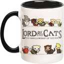 Lord Of The Cats Mug, The Furrllowship Of The Ring, Cat Lovers Coffee Mug 11oz, Funny Cat Novelty Gifts for Women Men Dad Mom Boy Girl, Ceramic Tea Cup for Coffee, Tea and Hot Drinks (A15)