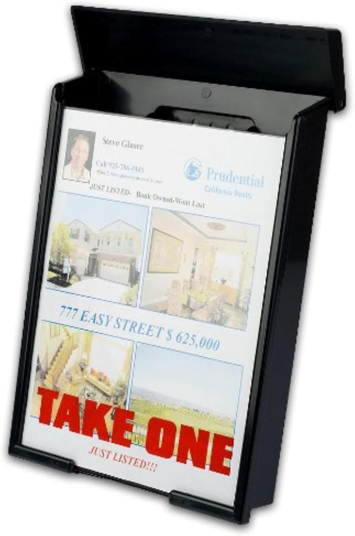 Black Snap Shut Brochure Box Brochure Holder Flyer Box Black Outdoor Realtor Style Info Box Real Estate Realtor Supplies