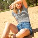 BAMBOO COOL Women's Skin-Tight Soft T-Shirts Short Sleeve Slim Fit Tops for Women Cute Basic Tees (XX-Large, Grey)