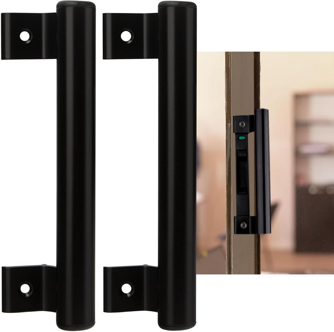 Sliding Door Pull - 8" Metal Replacement Handle (2Pack) - Black Aluminum Alloy Hardware for Old/Damaged Door Pull