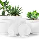 Utopia Home - Plant Pots Indoor with Drainage - 7/6.6/6/5.3/4.8 Inches Flower Pots for Indoor Planter - 10 Pack Plastic Planters - Ideal for Stocking Stuffers or Home Christmas Decorations - White