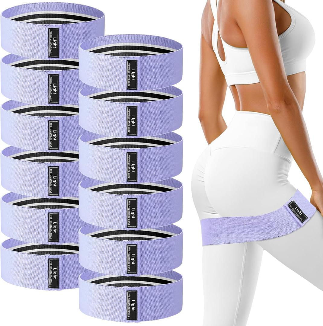12 Pcs Fabric Resistance Bands for Working Out Booty Workout Stretch Exercise Bands Non Slip for Legs Squat Resistance Loop for Women Men Starter Butt Hip Thigh Fitness (Lilac)