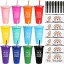 12 Set Employee Appreciation Gifts Thank You Gifts Bulk for Coworkers Teachers Nurses, 24oz Plastic Tumblers Cup Makeup Bags Pen Thank You Gift for Women Men Team Staffs (Sometimes)