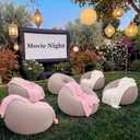Huwena 12 Pcs Inflatable Bean Bag Chairs Set, 6 Blow up Lounge Chairs with 6 Fleece Throw Blankets and Air Pump, Portable Inflatable Seating for Adults Movie Night Camping Outdoor(Coffee), 38.5 x 21.6 x 11 inches