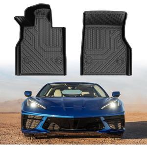 Mixsuper 1st Row Floor Mats for 2020-2025 Chevrolet Corvette C8 All Weather Custom Fit Floor Liners First Row Mat Set Black
