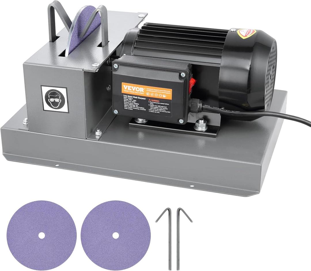 VEVOR Lawn Mower Blade Sharpener - 2/3HP 500W Grinder with 7-inch Ceramic Wheel, Sharpens High/Low Lift, Gator & Flat Blades